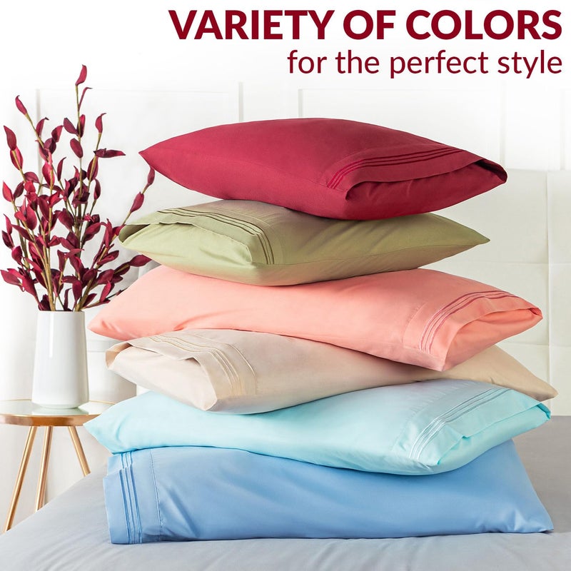 Mellanni Pillow Cases Set - 4 PC Iconic Collection Pillowcases - Hotel Luxury, Extra Soft, Cooling Pillow Covers - Wrinkle, Fade, Stain Resistant (Standard/Queen 20" x 30", Spa Blue) - Image 4